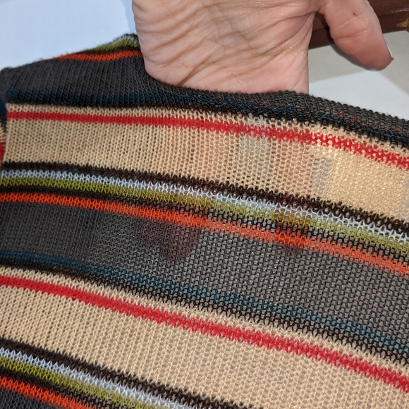 Live In the Moment Long Sheer Knit Duster Striped 70's Style Cardigan Size Small - Picture 9 of 9